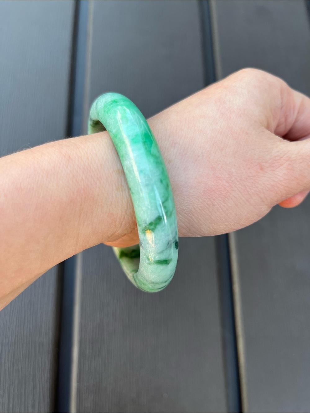 BW072-L 57.6mm Certified Untreated Grade A Burmese Jadeite Bangle Jade Bracelet - Picture 15 of 17